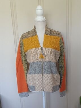 Anthropolagie Change Of The Moon Multi-colored Mid-weight Zip-up Sweater  WL